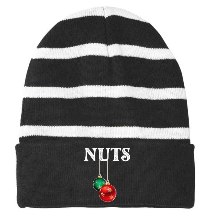 Chest Nuts Matching Chestnuts Christmas Couples Nuts Striped Beanie with Solid Band