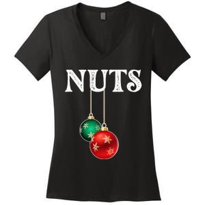 Chest Nuts Matching Chestnuts Christmas Couples Nuts Women's V-Neck T-Shirt