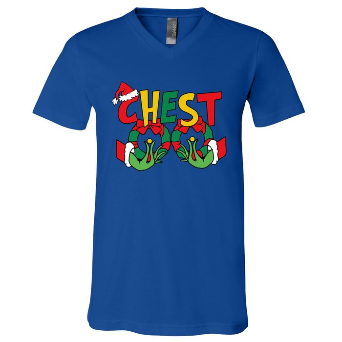 Chest Nuts Matching Chestnuts Funny Christmas Couples Nuts Gift V-Neck T-Shirt