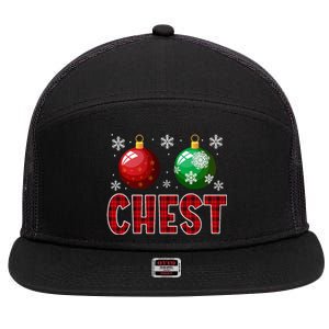 Chest Nuts Matching Chestnuts Funny Christmas Couples Xmas 7 Panel Mesh Trucker Snapback Hat