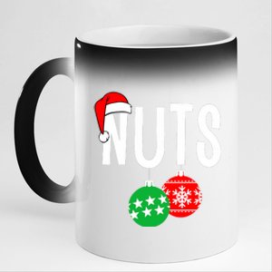 Chest Nuts Matching Chestnuts Funny Christmas Couples Nuts 11oz Black Color Changing Mug