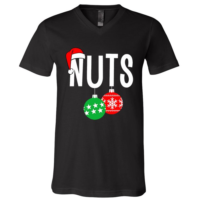 Chest Nuts Matching Chestnuts Funny Christmas Couples Nuts V-Neck T-Shirt