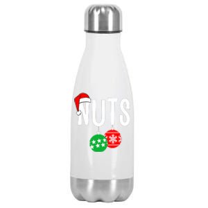 Chest Nuts Matching Chestnuts Funny Christmas Couples Nuts Stainless Steel Insulated Water Bottle