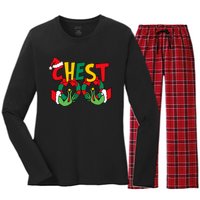 Chest Nuts Matching Chestnuts Funny Christmas Couples Nuts Women's Long Sleeve Flannel Pajama Set 