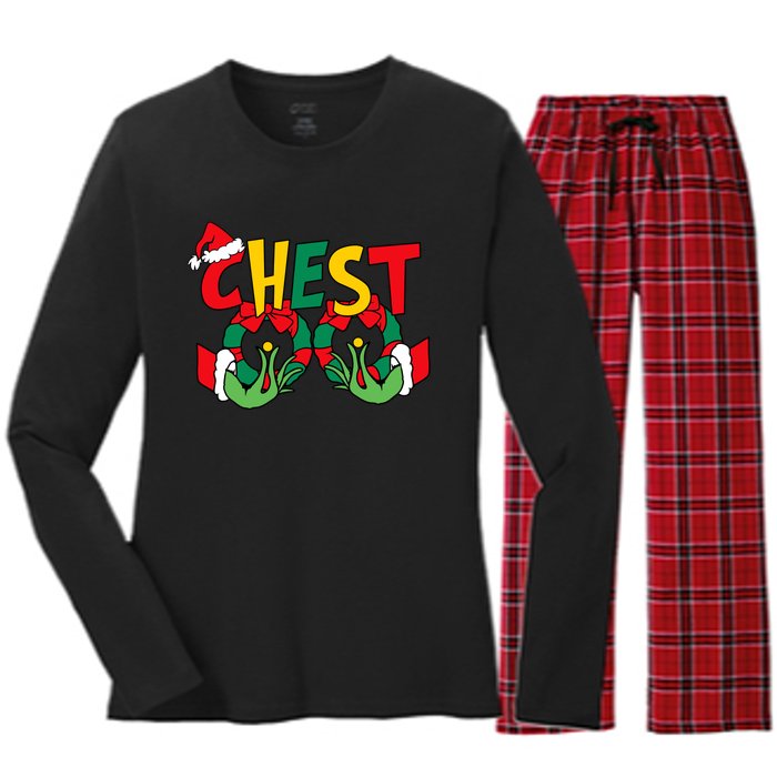 Chest Nuts Matching Chestnuts Funny Christmas Couples Nuts Women's Long Sleeve Flannel Pajama Set 