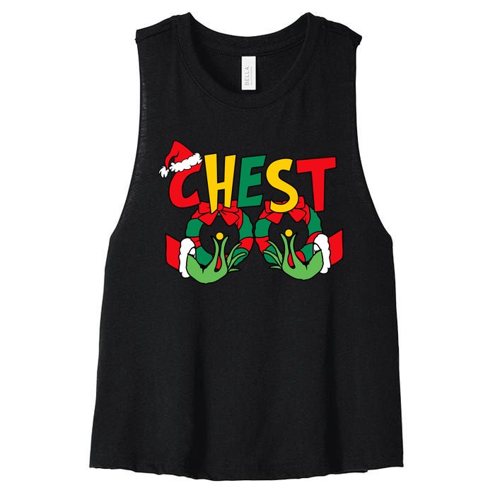 Chest Nuts Matching Chestnuts Funny Christmas Couples Nuts Women's Racerback Cropped Tank