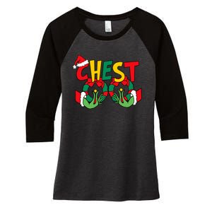 Chest Nuts Matching Chestnuts Funny Christmas Couples Nuts Women's Tri-Blend 3/4-Sleeve Raglan Shirt