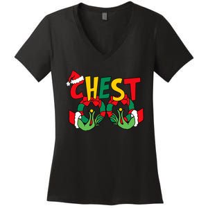 Chest Nuts Matching Chestnuts Funny Christmas Couples Nuts Women's V-Neck T-Shirt