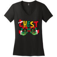 Chest Nuts Matching Chestnuts Funny Christmas Couples Nuts Women's V-Neck T-Shirt