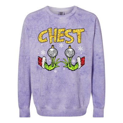 Chest Nuts Matching Chestnuts Funny Christmas Couples Women Colorblast Crewneck Sweatshirt