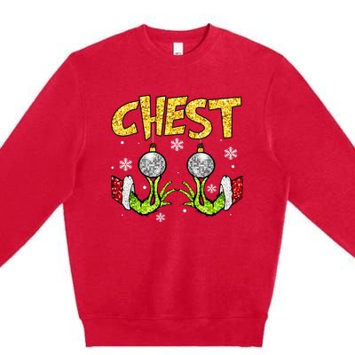 Chest Nuts Matching Chestnuts Funny Christmas Couples Women Premium Crewneck Sweatshirt