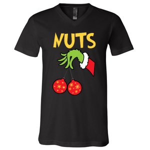 Chest Nuts Matching Chestnuts Funny Christmas Couples Nuts V-Neck T-Shirt