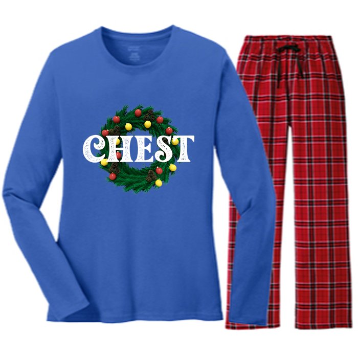 Chest Nuts Matching Chestnuts Christmas Couples Great Gift Women's Long Sleeve Flannel Pajama Set 