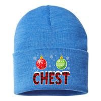 Chest Nuts Matching Chestnuts Funny Christmas Couples Chest Cute Sustainable Knit Beanie