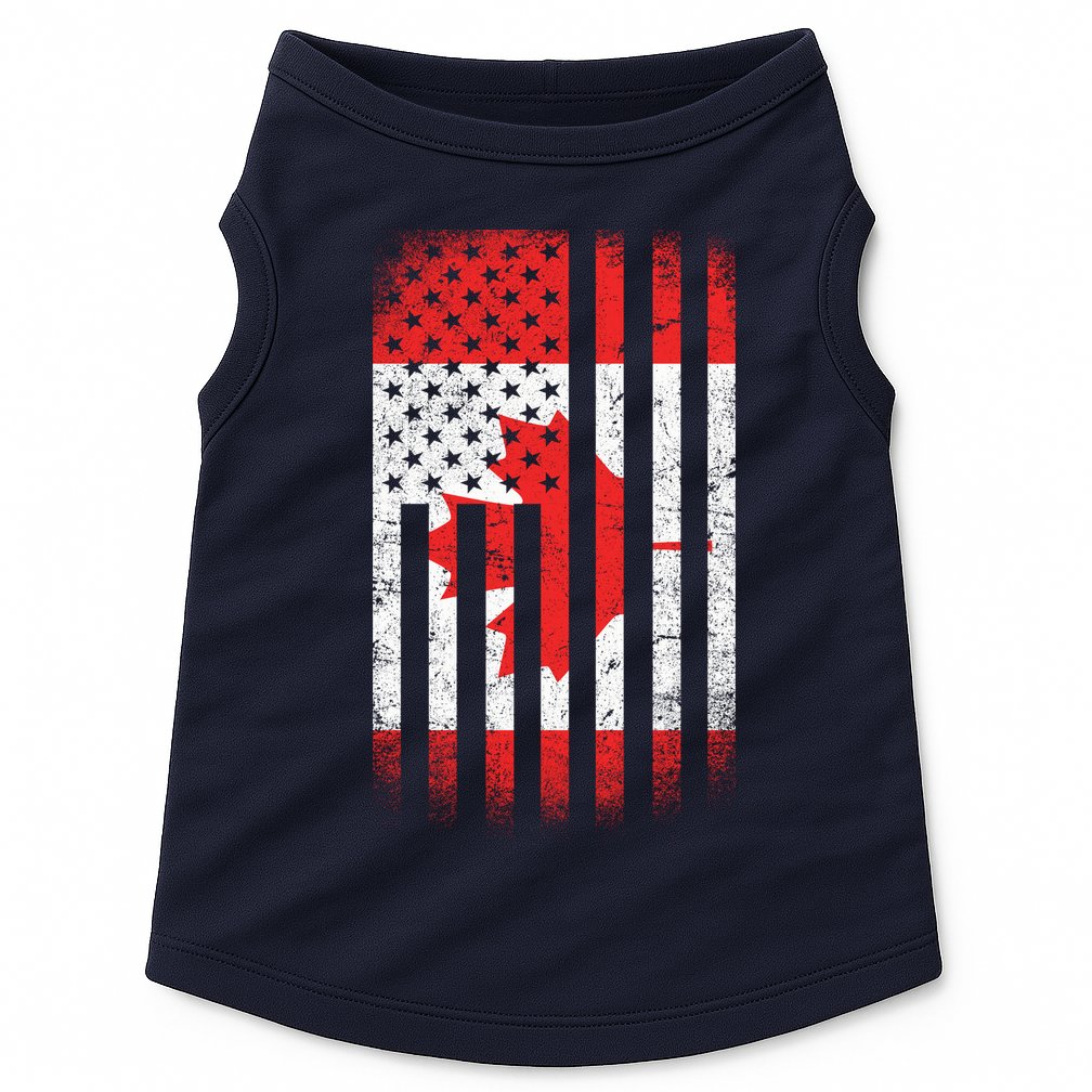 Canada Usa Mashup Maple Leaf Retro Flag Doggie Tank