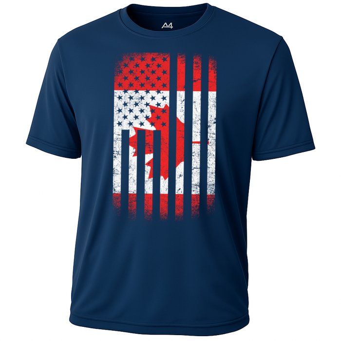 Canada Usa Mashup Maple Leaf Retro Flag Cooling Performance Crew T-Shirt