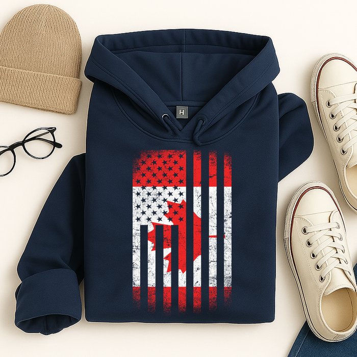 Canada Usa Mashup Maple Leaf Retro Flag Hoodie