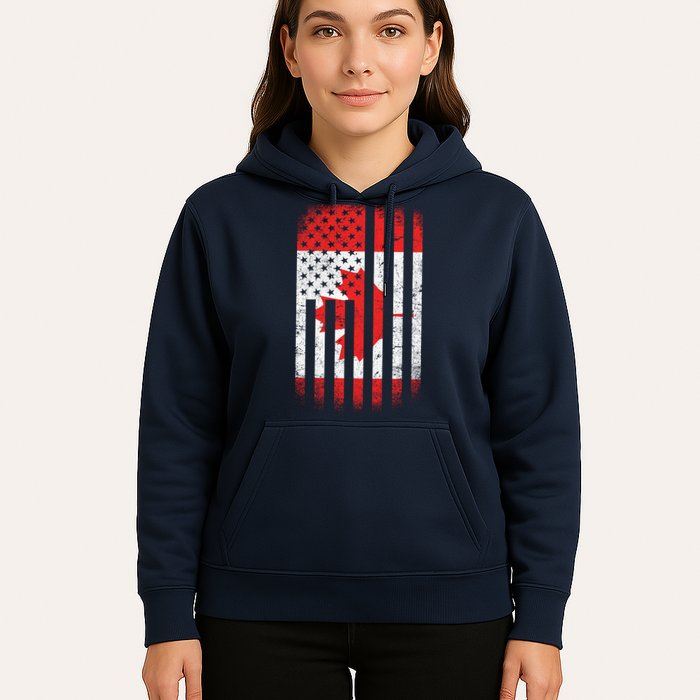 Canada Usa Mashup Maple Leaf Retro Flag Hoodie