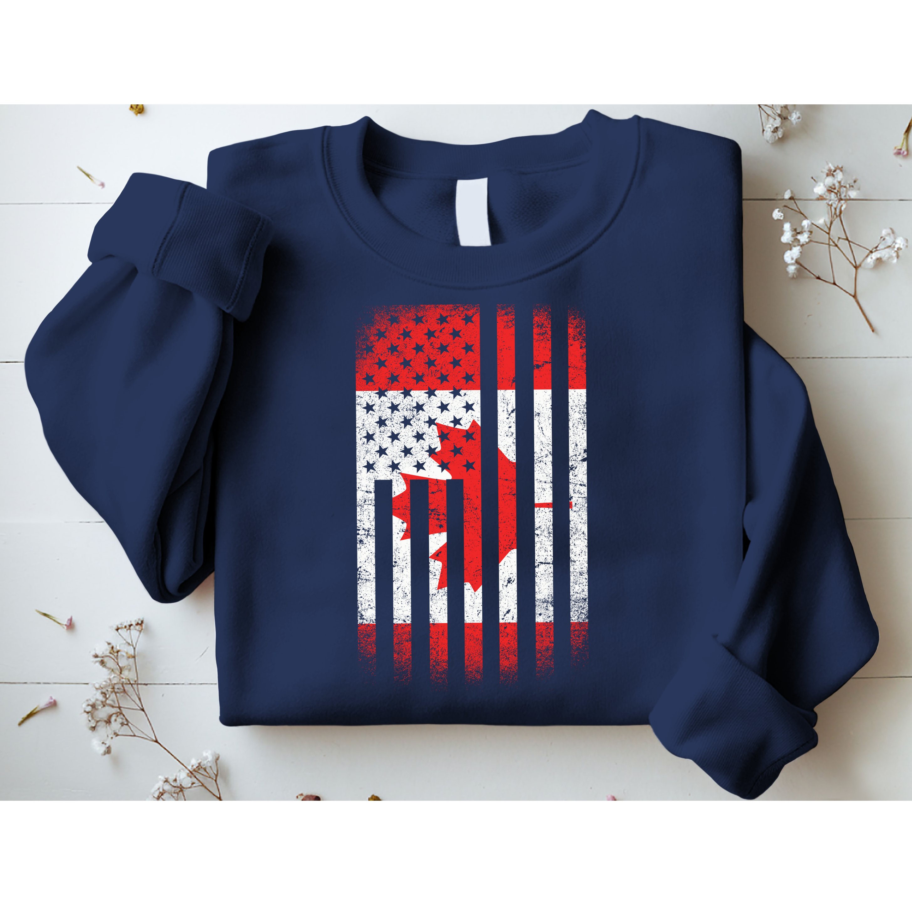 Canada Usa Mashup Maple Leaf Retro Flag Sweatshirt