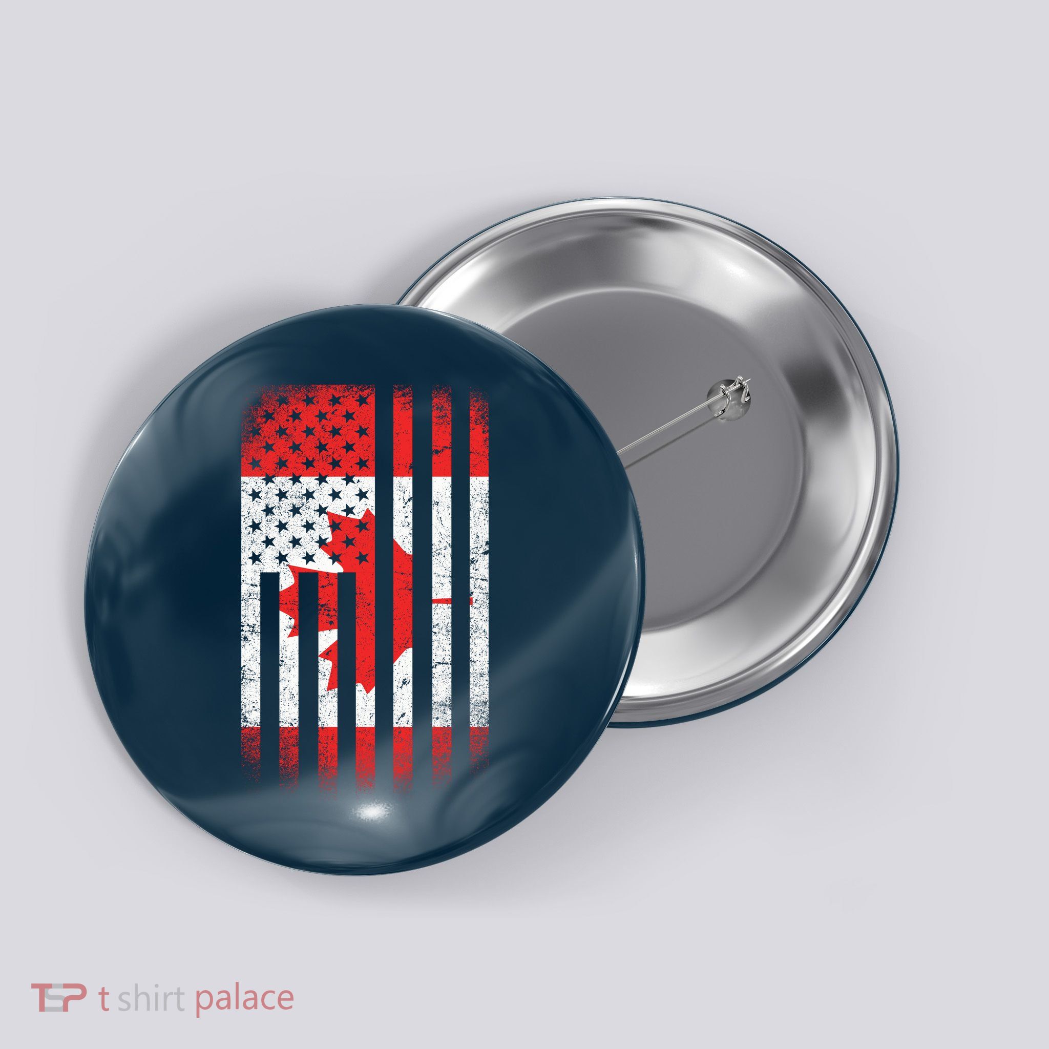 Canada Usa Mashup Maple Leaf Retro Flag Button