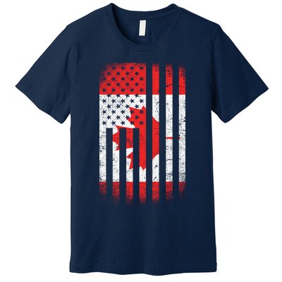 Canada Usa Mashup Maple Leaf Retro Flag Premium T-Shirt