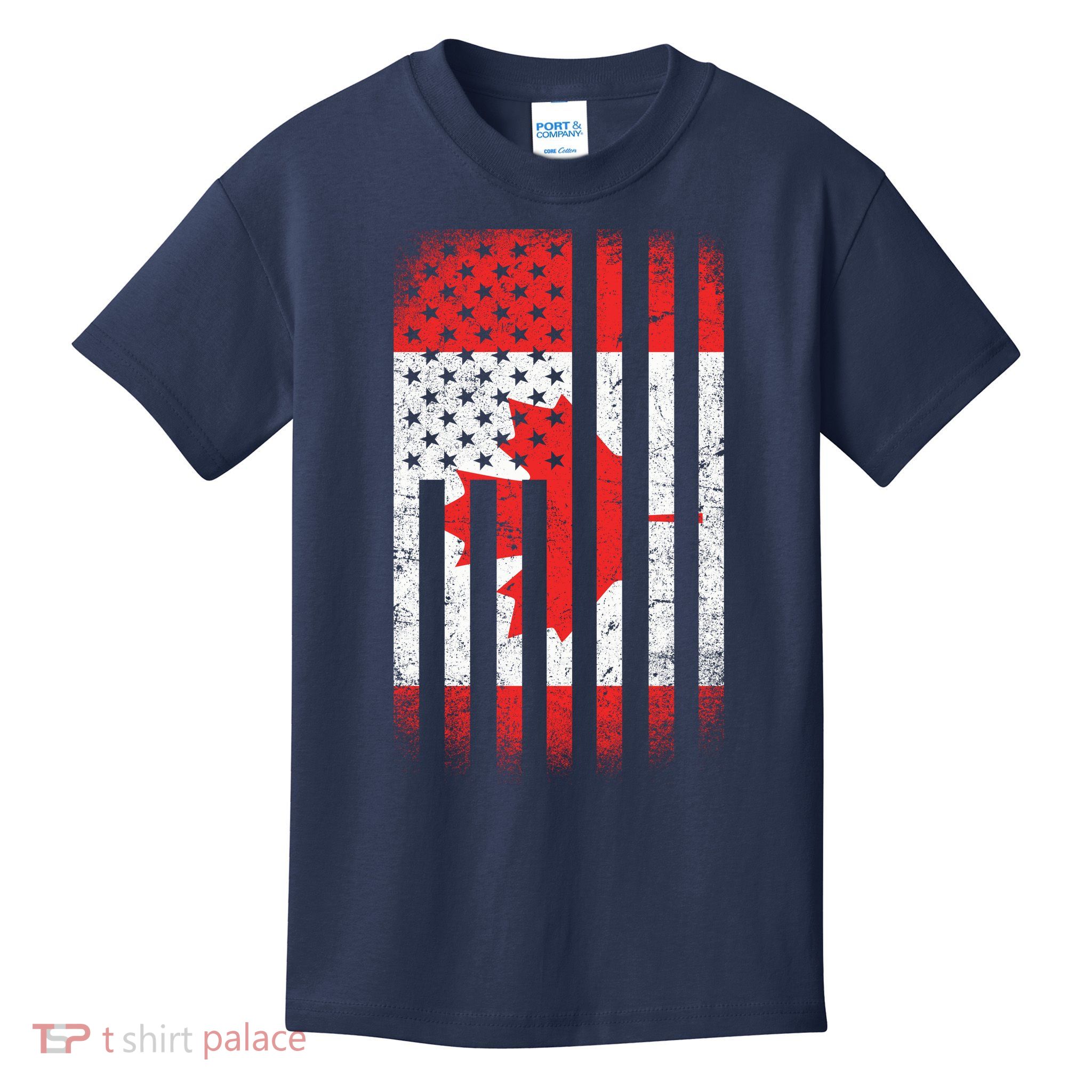 Canada Usa Mashup Maple Leaf Retro Flag Kids T-Shirt