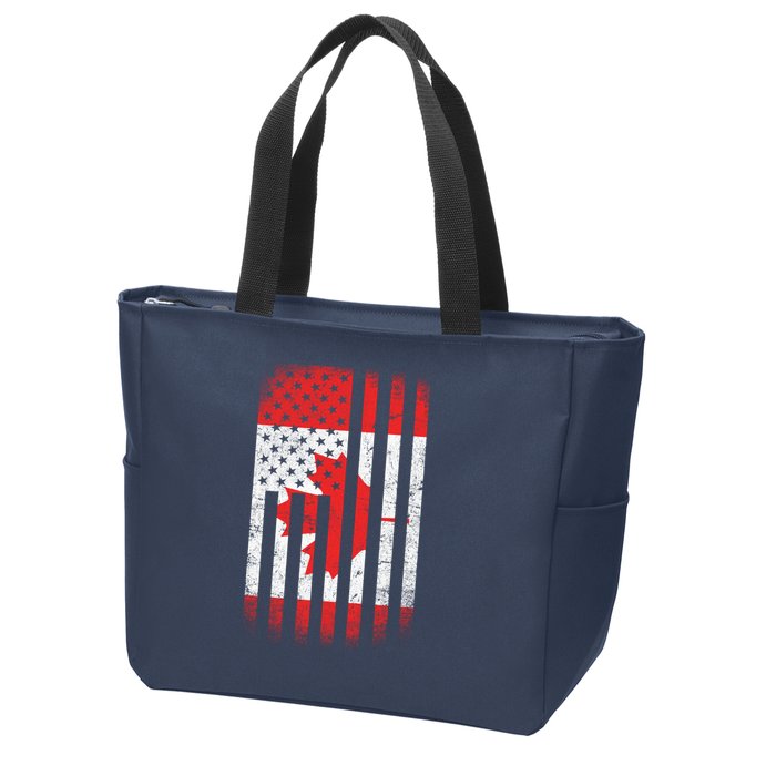 Canada Usa Mashup Maple Leaf Retro Flag Zip Tote Bag