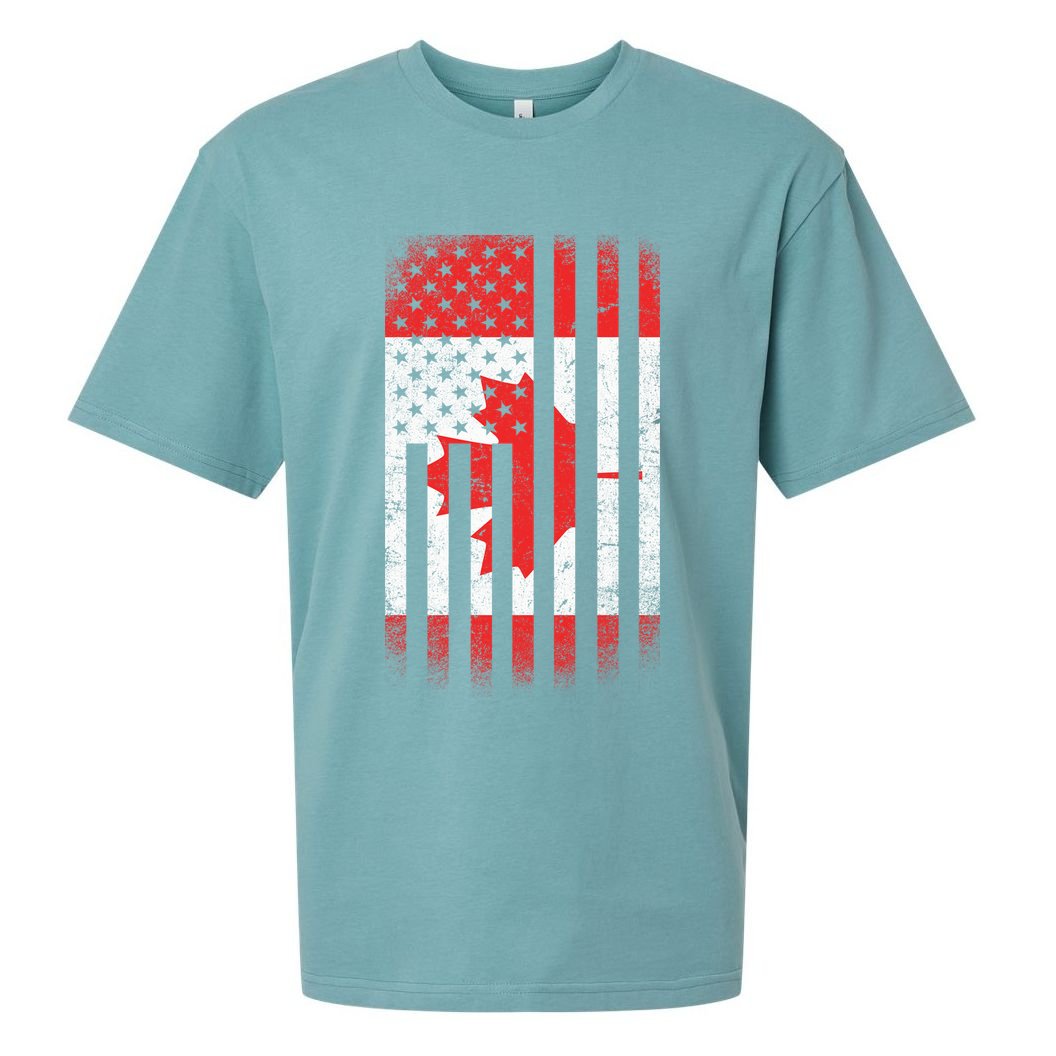 Canada Usa Mashup Maple Leaf Retro Flag Sueded Cloud Jersey T-Shirt