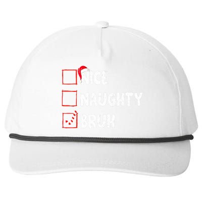 Christmas Nice Naughty Bruh Funny Xmas List Snapback Five-Panel Rope Hat