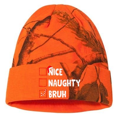 Christmas Nice Naughty Bruh Funny Xmas List Kati Licensed 12" Camo Beanie