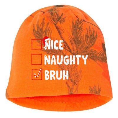 Christmas Nice Naughty Bruh Funny Xmas List Kati - Camo Knit Beanie