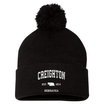 Creighton Nebraska Ne Vintage Established Athletic Sports Design Pom Pom 12in Knit Beanie