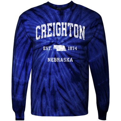 Creighton Nebraska Ne Vintage Established Athletic Sports Design Tie-Dye Long Sleeve Shirt