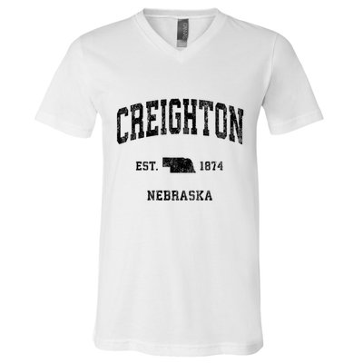 Creighton Nebraska Ne Vintage Established Athletic Sports Design V-Neck T-Shirt