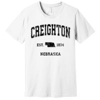 Creighton Nebraska Ne Vintage Established Athletic Sports Design Premium T-Shirt