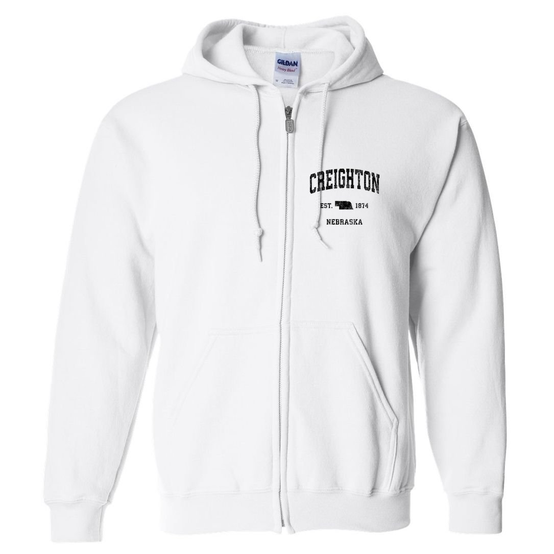 Creighton Nebraska Ne Vintage Established Athletic Sports Design Full Zip Hoodie