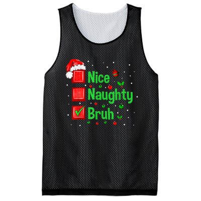 Christmas Nice Naughty Bruh Funny Xmas List Women Mesh Reversible Basketball Jersey Tank