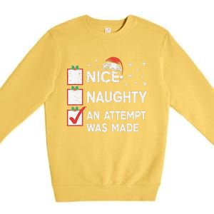 Christmas Nice Naughty An Attempt Was Made Xmas List Santa Premium Crewneck Sweatshirt