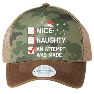 Christmas Nice Naughty An Attempt Was Made Xmas List Santa Legacy Tie Dye Trucker Hat