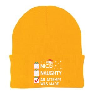 Christmas Nice Naughty An Attempt Was Made Xmas List Santa Knit Cap Winter Beanie