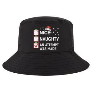 Christmas Nice Naughty An Attempt Was Made Xmas List Santa Cool Comfort Performance Bucket Hat