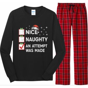 Christmas Nice Naughty An Attempt Was Made Xmas List Santa Long Sleeve Pajama Set