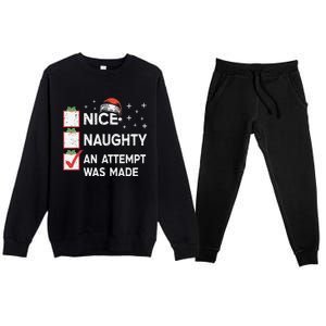 Christmas Nice Naughty An Attempt Was Made Xmas List Santa Premium Crewneck Sweatsuit Set