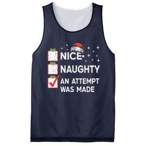 Christmas Nice Naughty An Attempt Was Made Xmas List Santa Mesh Reversible Basketball Jersey Tank