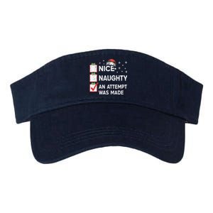 Christmas Nice Naughty An Attempt Was Made Xmas List Santa Valucap Bio-Washed Visor