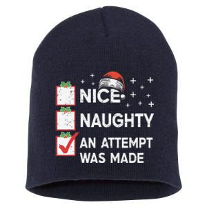 Christmas Nice Naughty An Attempt Was Made Xmas List Santa Short Acrylic Beanie