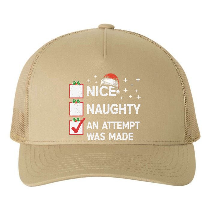 Christmas Nice Naughty An Attempt Was Made Xmas List Santa Yupoong Adult 5-Panel Trucker Hat