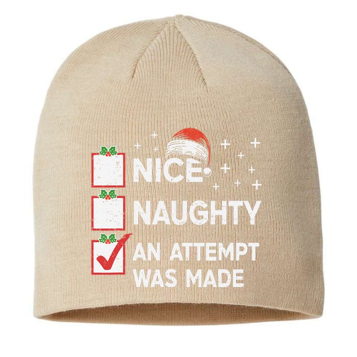 Christmas Nice Naughty An Attempt Was Made Xmas List Santa Sustainable Beanie