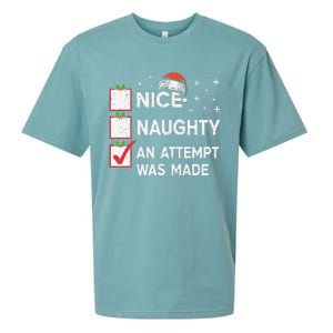 Christmas Nice Naughty An Attempt Was Made Xmas List Santa Sueded Cloud Jersey T-Shirt