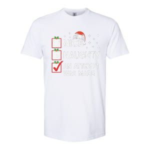 Christmas Nice Naughty An Attempt Was Made Xmas List Santa Softstyle CVC T-Shirt